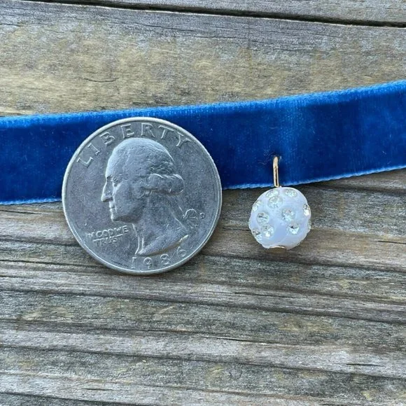 Blue Choker Women Necklace Blue Velvet Fashion Girl Jewelry New - Picture 4 of 9